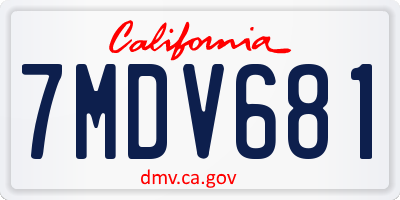 CA license plate 7MDV681