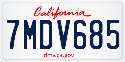 CA license plate 7MDV685