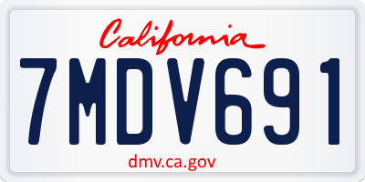 CA license plate 7MDV691