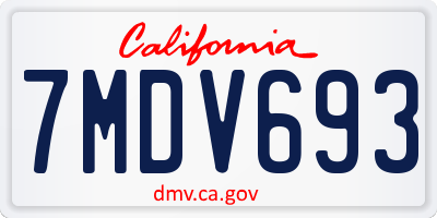 CA license plate 7MDV693