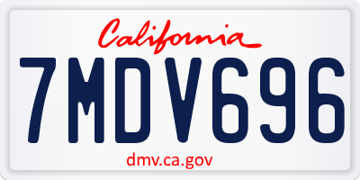 CA license plate 7MDV696