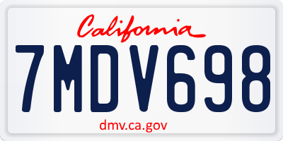 CA license plate 7MDV698