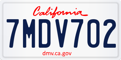 CA license plate 7MDV702