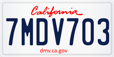 CA license plate 7MDV703