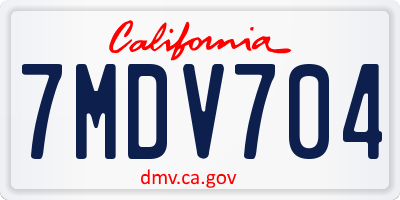 CA license plate 7MDV704