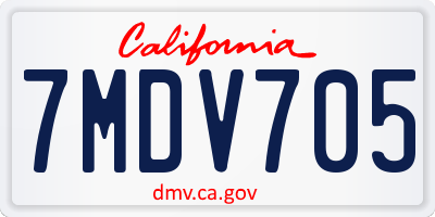 CA license plate 7MDV705