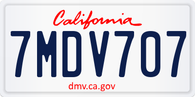 CA license plate 7MDV707