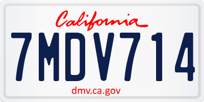 CA license plate 7MDV714