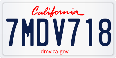CA license plate 7MDV718