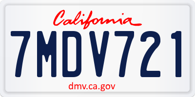 CA license plate 7MDV721