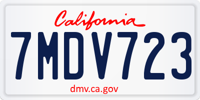 CA license plate 7MDV723