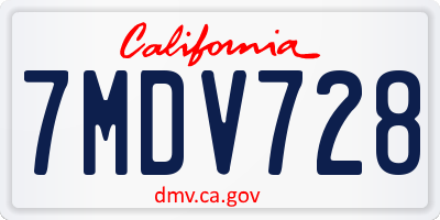 CA license plate 7MDV728