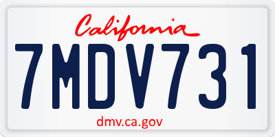 CA license plate 7MDV731