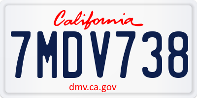 CA license plate 7MDV738