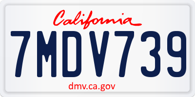 CA license plate 7MDV739