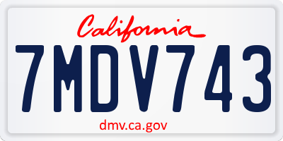 CA license plate 7MDV743