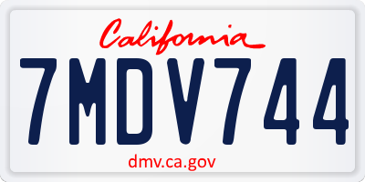 CA license plate 7MDV744