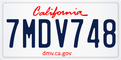 CA license plate 7MDV748