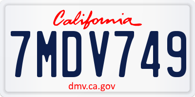 CA license plate 7MDV749