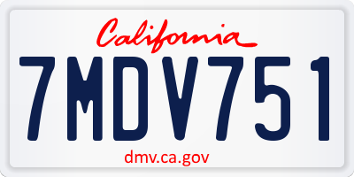 CA license plate 7MDV751