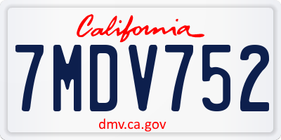 CA license plate 7MDV752