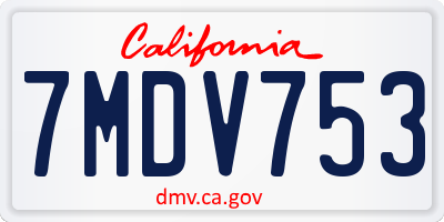 CA license plate 7MDV753
