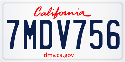 CA license plate 7MDV756