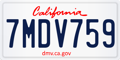 CA license plate 7MDV759
