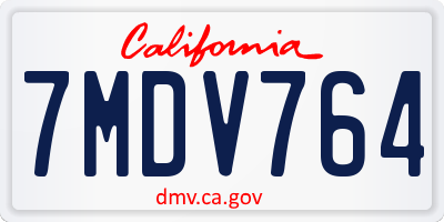 CA license plate 7MDV764