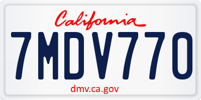 CA license plate 7MDV770
