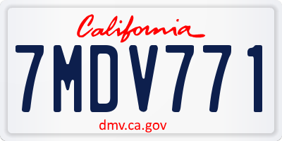 CA license plate 7MDV771