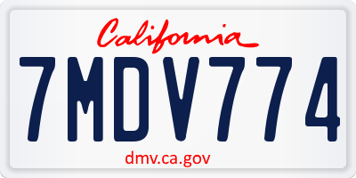 CA license plate 7MDV774