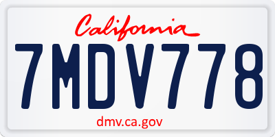 CA license plate 7MDV778