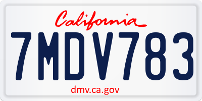 CA license plate 7MDV783