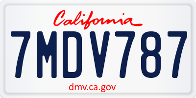 CA license plate 7MDV787