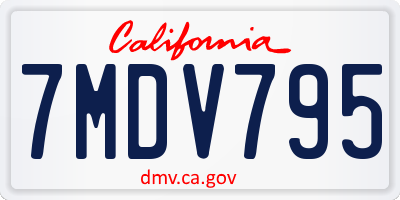 CA license plate 7MDV795
