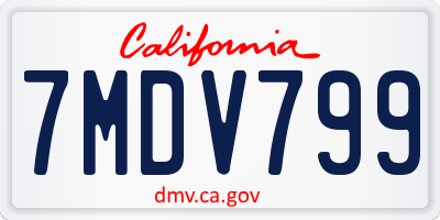 CA license plate 7MDV799