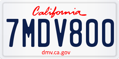 CA license plate 7MDV800