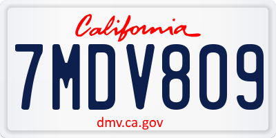 CA license plate 7MDV809