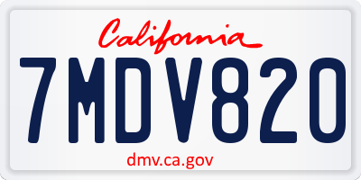 CA license plate 7MDV820