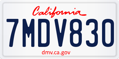 CA license plate 7MDV830