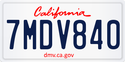CA license plate 7MDV840