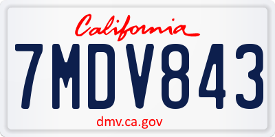 CA license plate 7MDV843