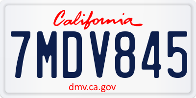 CA license plate 7MDV845