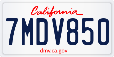 CA license plate 7MDV850