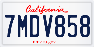 CA license plate 7MDV858