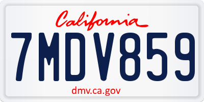 CA license plate 7MDV859