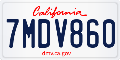 CA license plate 7MDV860