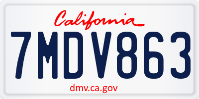 CA license plate 7MDV863