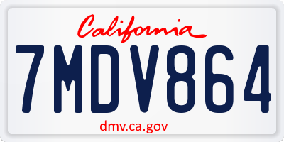 CA license plate 7MDV864